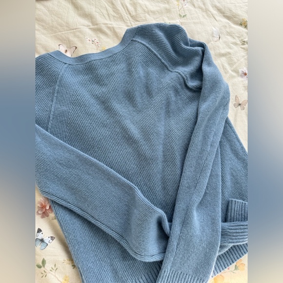 Vince cashmere ribbed raglan cardigan blue - Picture 5 of 6